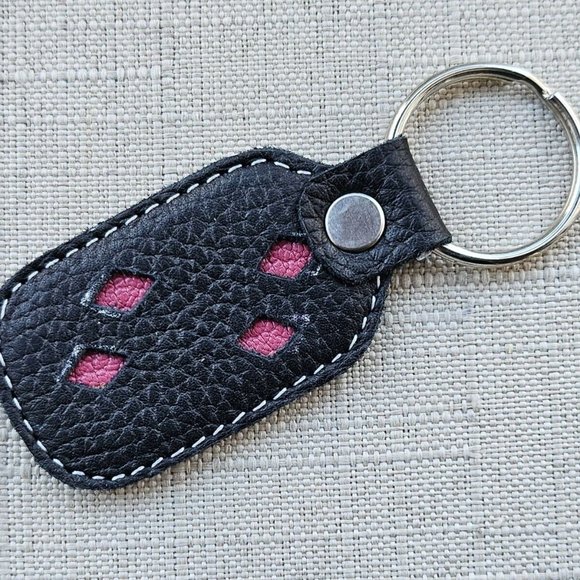 Handmade Keychain Black Genuine Leather Keys Holder Black key Chain - Picture 1 of 7